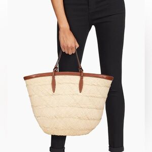 HUNTING SEASON Medium Iraca Woven Raffia Basket Bag / Beach Tote